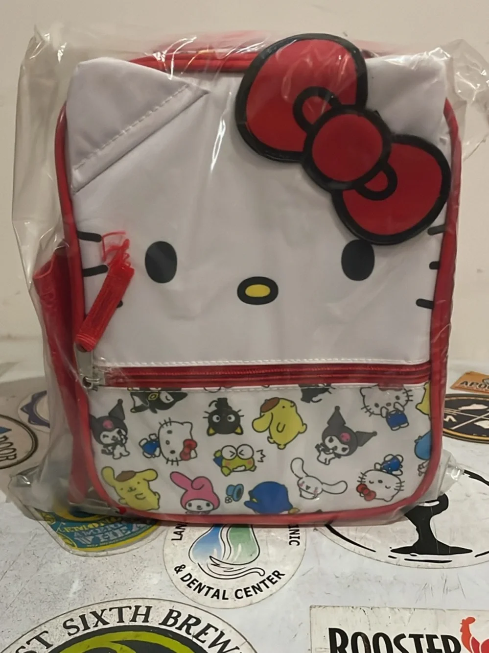 Hello Kitty White and Red Kids Backpack with Character Print